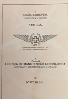 Licença de Manutenção Aeronáutica Parte-66 emitida pela ANAC Portugal